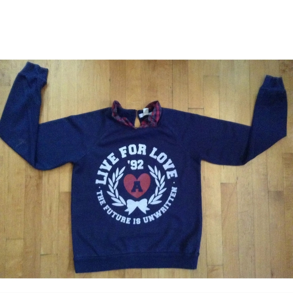 Forever 21 Girls Collard Navy Blue Shirt Size small